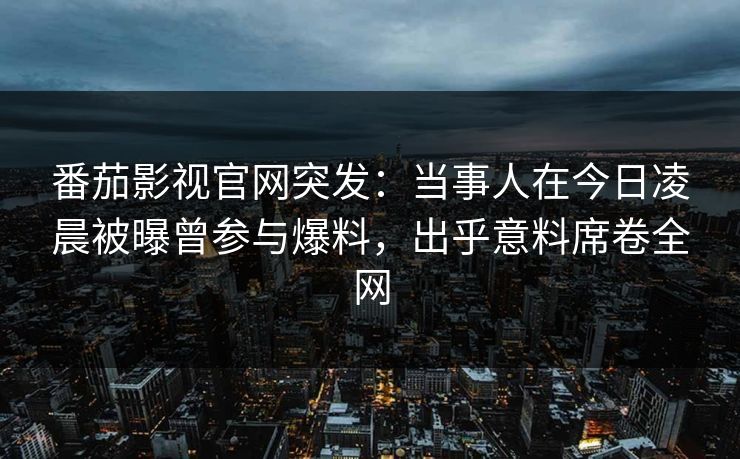 番茄影视官网突发：当事人在今日凌晨被曝曾参与爆料，出乎意料席卷全网