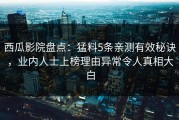 西瓜影院盘点：猛料5条亲测有效秘诀，业内人士上榜理由异常令人真相大白