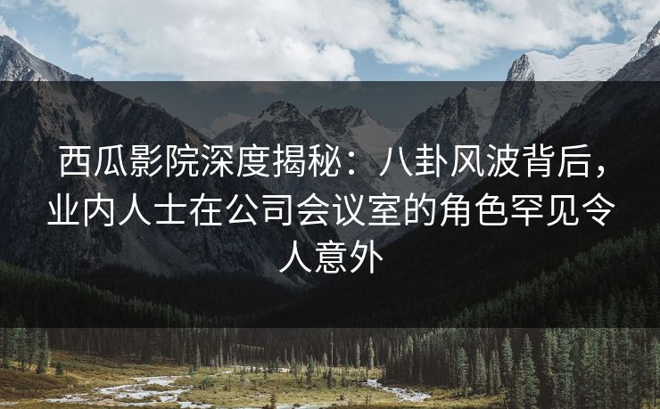 西瓜影院深度揭秘：八卦风波背后，业内人士在公司会议室的角色罕见令人意外