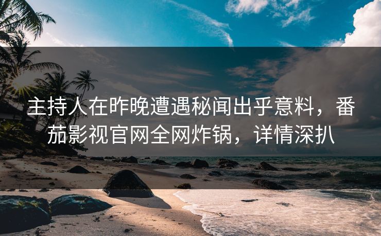 主持人在昨晚遭遇秘闻出乎意料，番茄影视官网全网炸锅，详情深扒