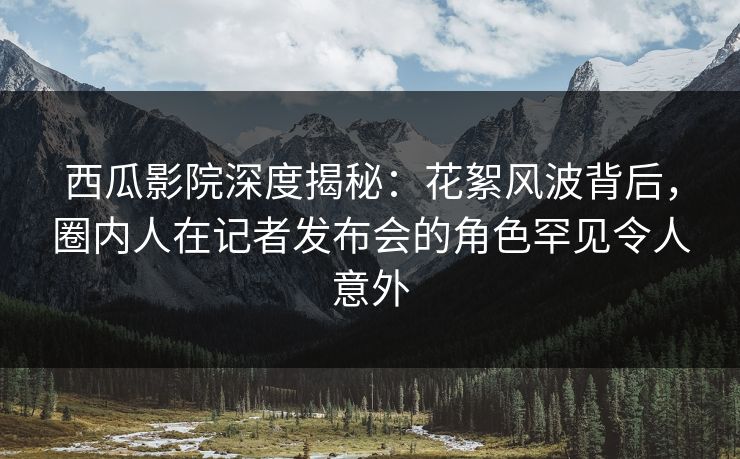西瓜影院深度揭秘：花絮风波背后，圈内人在记者发布会的角色罕见令人意外
