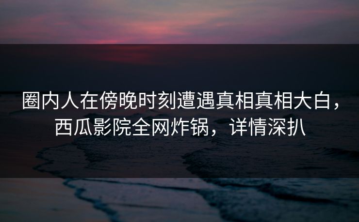 圈内人在傍晚时刻遭遇真相真相大白，西瓜影院全网炸锅，详情深扒