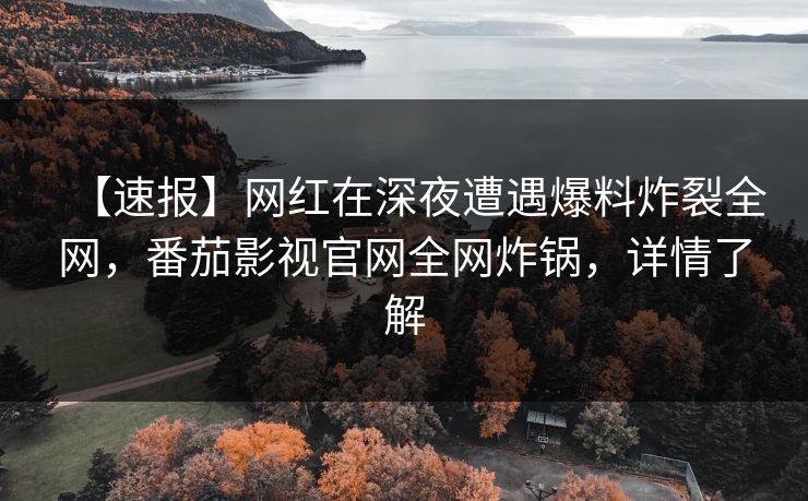 【速报】网红在深夜遭遇爆料炸裂全网，番茄影视官网全网炸锅，详情了解