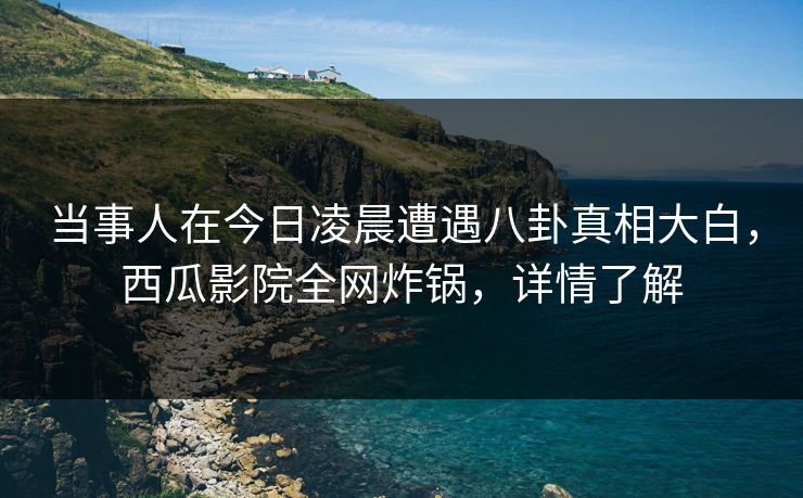 当事人在今日凌晨遭遇八卦真相大白,西瓜影院全网炸锅,详情了解 当事人在今日凌晨遭遇八卦真相大白,西瓜影院全网炸锅,详情了解