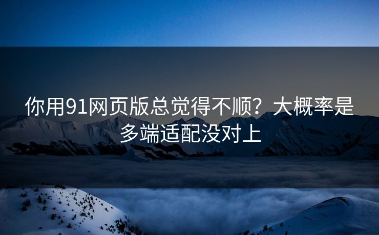 你用91网页版总觉得不顺？大概率是多端适配没对上